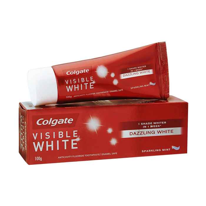 colgate visible white dazzling white toothpaste with sparkling mint 100g